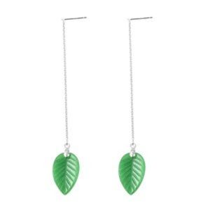 Green Jade leaf earrings
